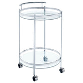 Coaster Chrissy Round Glass Bar Cart Chrome Model 181367